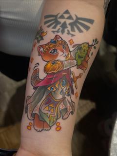 Anime fantasy cat tattoo by @naaat.j