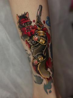 Anime ninja cat tattoo by @naaat.j