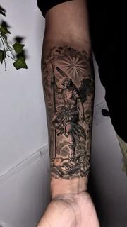 Realism archangel figure tattoo by @nettovasconcelostattoo