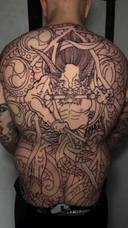 Japanese mythical warrior tattoo by @nickcarusotattoo