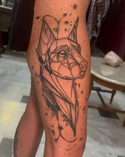 Geometric geometric dog tattoo by @nick_theocharis