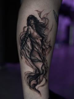 Realism ethereal woman tattoo by @nikoselmaidis_tattoo