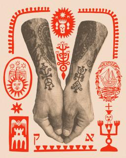 Blackwork abstract symbols tattoo by @or_kantor