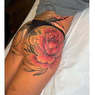 Realism floral rose tattoo by @paigehutchinson_tattoo