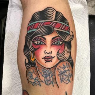 Traditional traditional woman tattoo by @ksr_junx