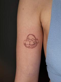 Fine line fruit basket tattoo by @littletinypoke