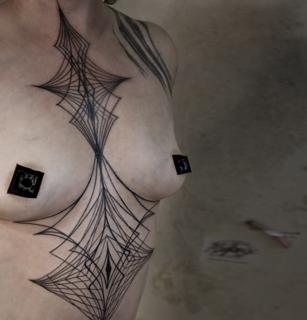 Geometric geometric web tattoo by @piluvonwehrmak