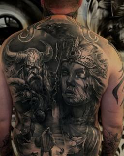 Realism viking warrior tattoo by @plamenkozarov