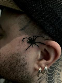 Blackwork black spider tattoo by @rafaels_art_and_tattoo
