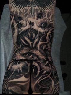 Dark realism horror monster tattoo by @raydems