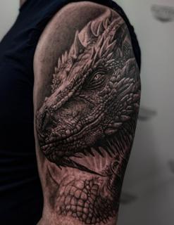 Realism realistic dragon tattoo by @roly.leyva_tattoo