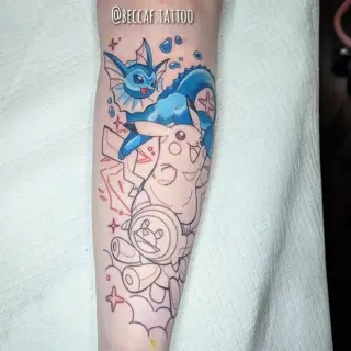Anime pokemon characters tattoo by @beccaf.tattoo
