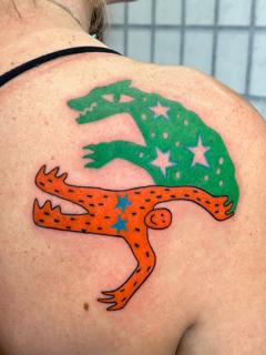 Illustrative abstract wolf human tattoo by @antistress_tattoo