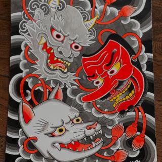 Japanese japanese masks tattoo by @richpearson