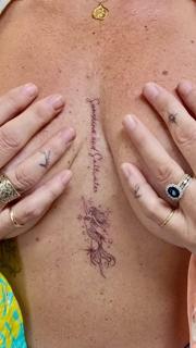 Fine line mermaid script tattoo by @tattooist_rimi