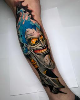 New school cartoon character tattoo by @rino__tattoo