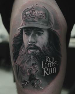Realism forrest gump portrait tattoo by @robbieflaviani