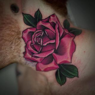 Traditional rose tattoo by @robertcresswell28