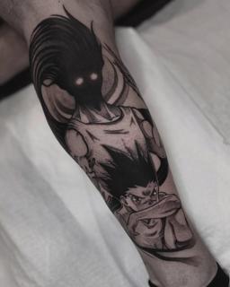 Anime anime characters tattoo by @romanos.mel