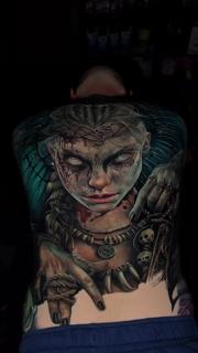 Realism witchy woman tattoo by @sambarbertattoo
