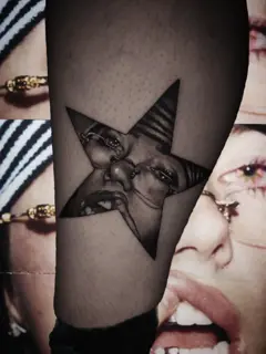 Realism star portrait tattoo by @rayne.tattoos