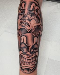 Chicano black and grey chicano clowns tattoo by @sean.dwyer.tattoo