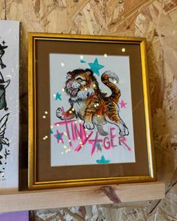Illustrative playful tiger tattoo by @seannewmantattoo