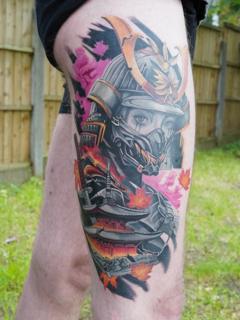 Japanese samurai helmet tattoo by @inkedsiren_tattoo