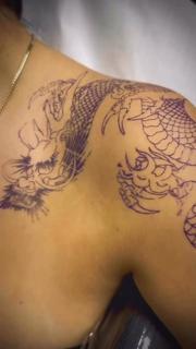 Japanese dragon outline tattoo by @snowy_tattoo