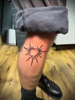 Linework spiked heart tattoo by @snowy_tattoo