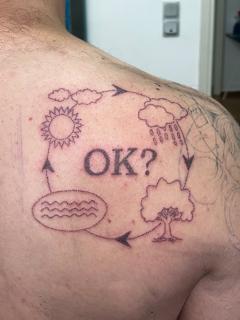 Fine line weather cycle tattoo by @pcpigeon