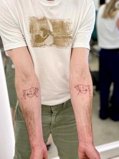Fine line running bulls tattoo by @talbooker