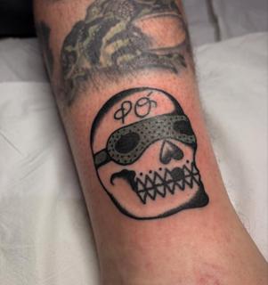 Traditional masked skull tattoo by @tattoosbynunes