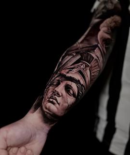 Realism greek statue tattoo by @thanos_stokas_tattoo