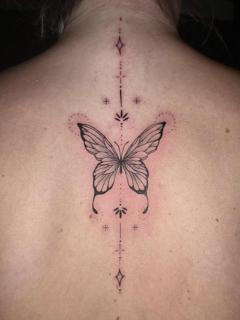 Fine line butterfly tattoo by @tim_langer_tattoo