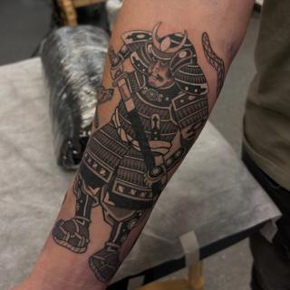 Traditional samurai warrior tattoo by @trav.tatts