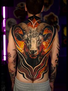 Realism ram portrait tattoo by @nasufi_armando