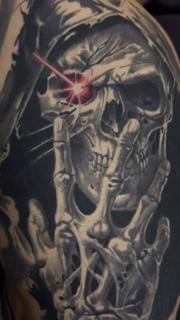 Realism grim reaper skull tattoo by @venceslau.santos