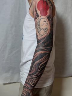 Abstract abstract face tattoo by @skazxim