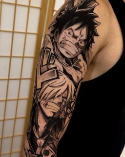 Anime one piece characters tattoo by @vitoortattoo