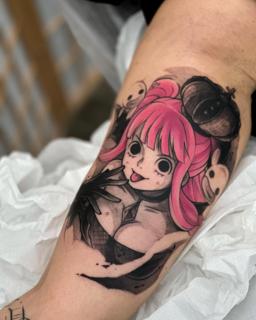 Anime playful anime character tattoo by @vitoortattoo