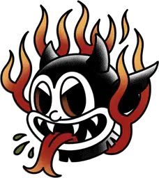 Flaming Devil Face by @kennaii