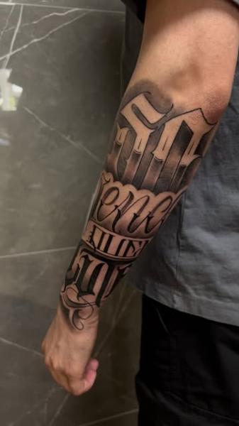 Lettering lettering tattoo by @filippidis_tattoo