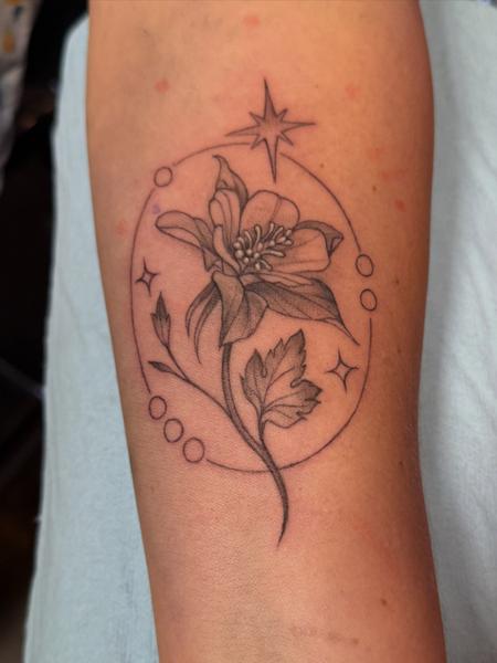 Fine Line floral design tattoo by @__aleksav
