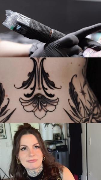Blackwork ornamental design tattoo by @_laurafey_