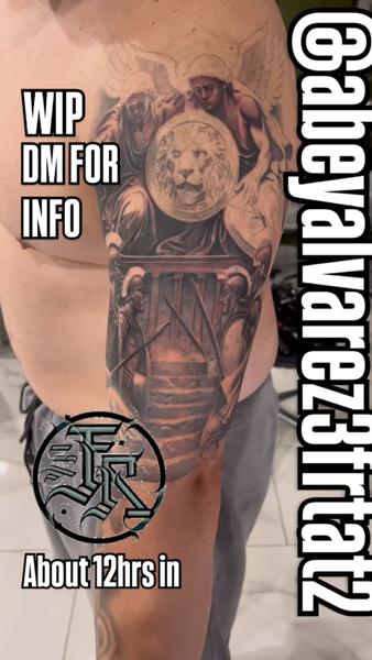 Realism angelic lion tattoo by @abeyalvarez3frtat2