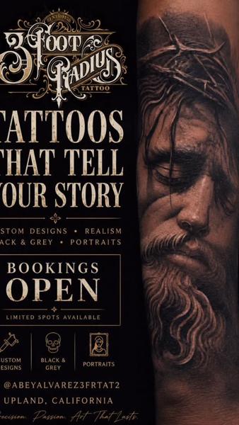 Realism jesus portrait tattoo by @abeyalvarez3frtat2