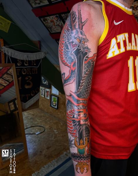 Japanese japanese dragon tattoo by @sunstormtattoo