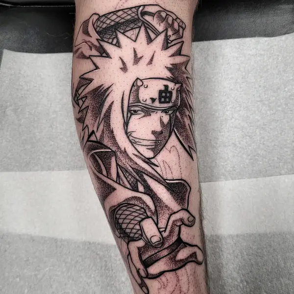 Anime anime character tattoo by @blackstartattoonw