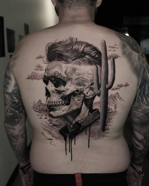 Realism desert skull tattoo by @adamdeanart